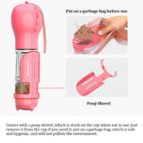 Portable Cat Dog Water Bottle Food Feeder Drinker Poop Dispenser 3 In 1 Leak-proof Multifunctional Dog Waterer Bottle